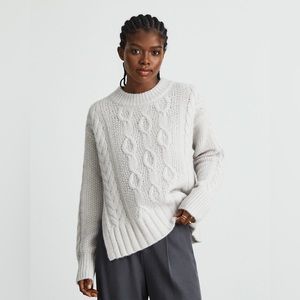 Everlane Soft Gray Cable Knit Sweater